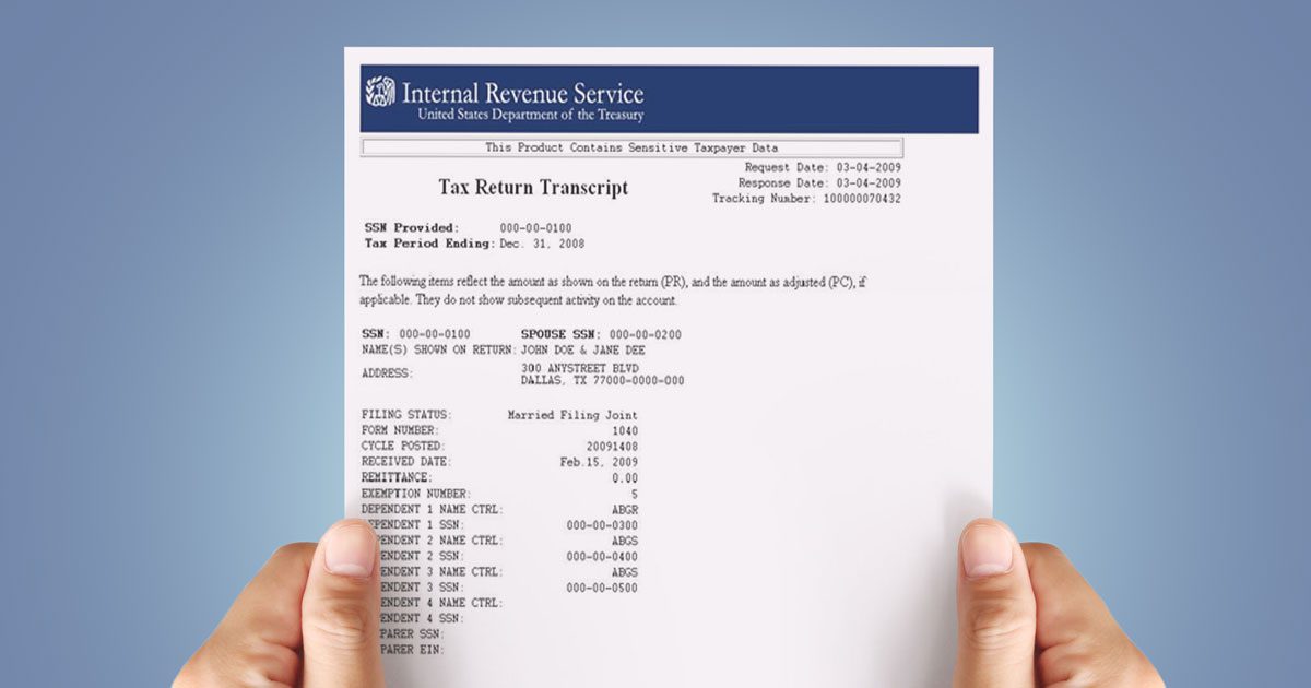 IRS Tax Return Transcript