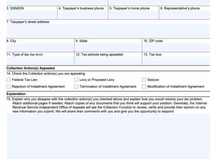 IRS Form 9423: Collection Appeal Request